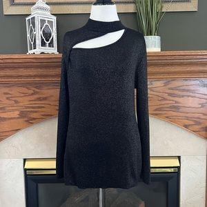 Vince Camuto Asymmetric Cutout Mock Neck Glitter‎ Sweater Sz. L NWOT